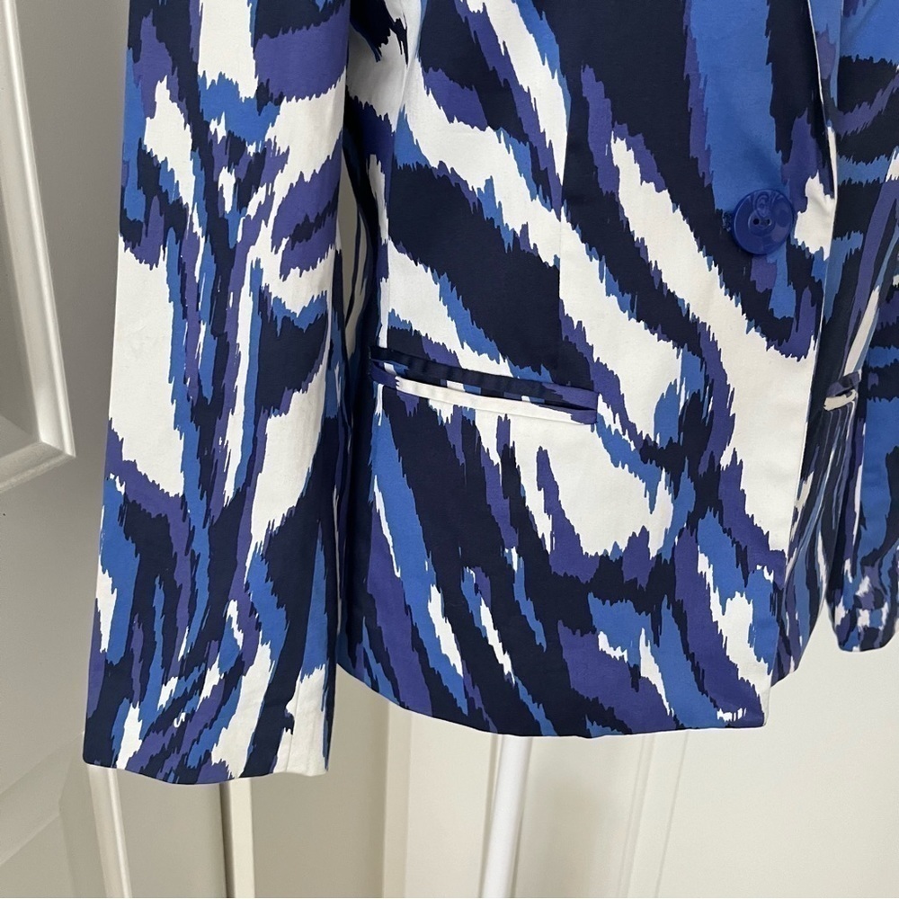 Chico’s Animal Print Blazer – Blue Purple Structured Statement Jacket, US Small - Picture 6 of 16